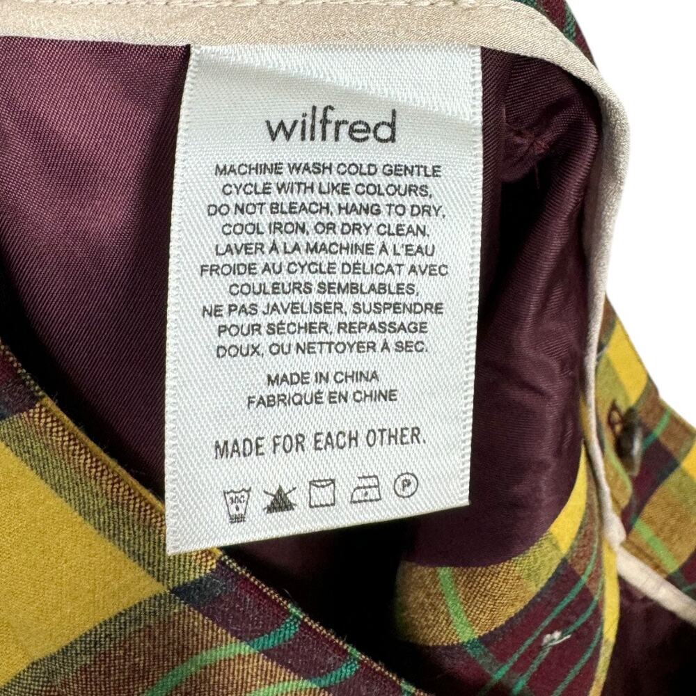 Aritzia Wilfred Leona Skirt Gold Rustique 8 New NWT Plaid Pencil Button Front - Picture 8 of 8
